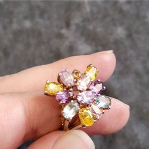 EDCO Vintage Ring Multicolored Stones Sz 7.75